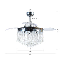 Load image into Gallery viewer, 42&quot; Mateo Modern Downrod Mount Crystal Ceiling Fan with Lighting and Remote Control
