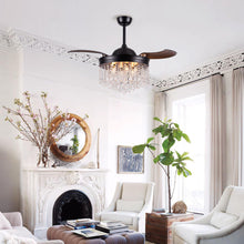 Cargar imagen en el visor de la galería, 42&quot; Mateo Modern Downrod Mount Crystal Ceiling Fan with Lighting and Remote Control
