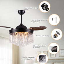 Load image into Gallery viewer, 42&quot; Mateo Modern Downrod Mount Crystal Ceiling Fan with Lighting and Remote Control
