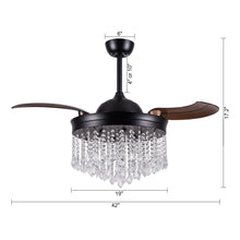 Load image into Gallery viewer, 42&quot; Mateo Modern Downrod Mount Crystal Ceiling Fan with Lighting and Remote Control
