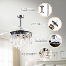 Load image into Gallery viewer, 42&quot; Mateo Modern Downrod Mount Crystal Ceiling Fan with Lighting and Remote Control
