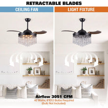 Carregar imagem no visualizador da galeria, 42&quot; Mateo Modern Downrod Mount Crystal Ceiling Fan with Lighting and Remote Control
