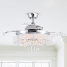 Load image into Gallery viewer, 42&quot; Modern Chrome Downrod Mount Crystal Ceiling Fan with Lighting and Remote Control
