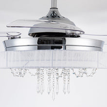 Load image into Gallery viewer, 42&quot; Modern Chrome Downrod Mount Crystal Ceiling Fan with Lighting and Remote Control
