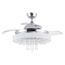 Load image into Gallery viewer, 42&quot; Modern Chrome Downrod Mount Crystal Ceiling Fan with Lighting and Remote Control
