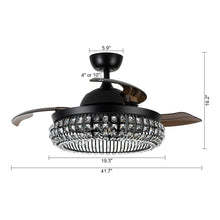 Cargar imagen en el visor de la galería, 42&quot; Modern Downrod Mount Crystal Ceiling Fan with Lighting and Remote Control
