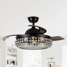 Cargar imagen en el visor de la galería, 42&quot; Modern Downrod Mount Crystal Ceiling Fan with Lighting and Remote Control
