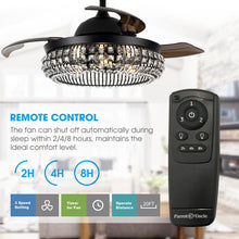 Cargar imagen en el visor de la galería, 42&quot; Modern Downrod Mount Crystal Ceiling Fan with Lighting and Remote Control
