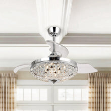 Load image into Gallery viewer, 42&quot; Servantes Modern Downrod Mount Crystal Ceiling Fan with Lighting and Remote Control
