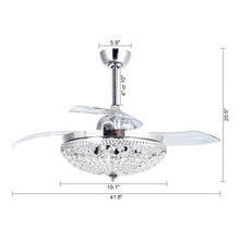 Carregar imagem no visualizador da galeria, 42&quot; Servantes Modern Downrod Mount Crystal Ceiling Fan with Lighting and Remote Control
