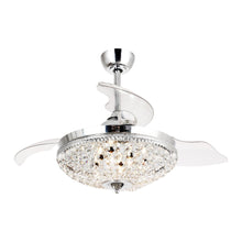 Load image into Gallery viewer, 42&quot; Servantes Modern Downrod Mount Crystal Ceiling Fan with Lighting and Remote Control
