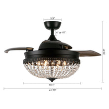 Load image into Gallery viewer, 42&quot; Servantes Modern Downrod Mount Crystal Ceiling Fan with Lighting and Remote Control
