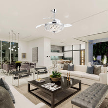 Load image into Gallery viewer, 42&quot; Servantes Modern Downrod Mount Crystal Ceiling Fan with Lighting and Remote Control
