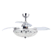 Cargar imagen en el visor de la galería, 42&quot; Servantes Modern Downrod Mount Crystal Ceiling Fan with Lighting and Remote Control
