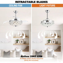 Load image into Gallery viewer, 42&quot; Servantes Modern Downrod Mount Crystal Ceiling Fan with Lighting and Remote Control
