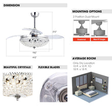 Load image into Gallery viewer, 42&quot; Servantes Modern Downrod Mount Crystal Ceiling Fan with Lighting and Remote Control
