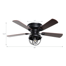 Load image into Gallery viewer, 42&quot; Traditional Flush Mount Reversible Ceiling Fan with Lighting and Remote Control
