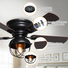 Load image into Gallery viewer, 42&quot; Traditional Flush Mount Reversible Ceiling Fan with Lighting and Remote Control
