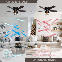 Carregar imagem no visualizador da galeria, 42&quot; Traditional Flush Mount Reversible Ceiling Fan with Lighting and Remote Control
