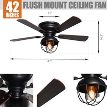 Carregar imagem no visualizador da galeria, 42&quot; Traditional Flush Mount Reversible Ceiling Fan with Lighting and Remote Control
