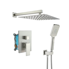 Carregar imagem no visualizador da galeria, Shower Faucet Set Anti-scald Shower Fixtures with Rough-in Pressure Balanced Valve and Embedded Box, Wall Mounted Rain Shower System
