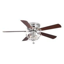 Carregar imagem no visualizador da galeria, 48&quot; Aitutaki Modern Chrome Flush Mount Reversible Crystal Ceiling Fan with Lighting and Remote Control
