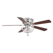 Cargar imagen en el visor de la galería, 48&quot; Aitutaki Modern Chrome Flush Mount Reversible Crystal Ceiling Fan with Lighting and Remote Control
