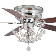 Carregar imagem no visualizador da galeria, 48&quot; Aitutaki Modern Chrome Flush Mount Reversible Crystal Ceiling Fan with Lighting and Remote Control
