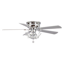 Load image into Gallery viewer, 48&quot; Aitutaki Modern Chrome Flush Mount Reversible Crystal Ceiling Fan with Lighting and Remote Control
