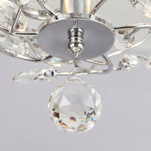 Load image into Gallery viewer, 48&quot; Aitutaki Modern Chrome Flush Mount Reversible Crystal Ceiling Fan with Lighting and Remote Control
