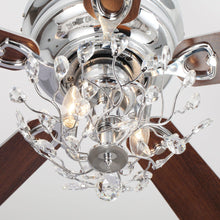 Load image into Gallery viewer, 48&quot; Aitutaki Modern Chrome Flush Mount Reversible Crystal Ceiling Fan with Lighting and Remote Control
