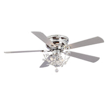 Cargar imagen en el visor de la galería, 48&quot; Aitutaki Modern Chrome Flush Mount Reversible Crystal Ceiling Fan with Lighting and Remote Control
