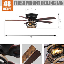 Load image into Gallery viewer, 48&quot;Antwerp Farmhouse Flush Mount Reversible Ceiling Fan with Lighting and Remote Control
