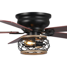 Load image into Gallery viewer, 48&quot;Antwerp Farmhouse Flush Mount Reversible Ceiling Fan with Lighting and Remote Control
