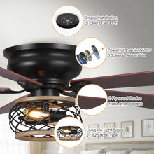 Load image into Gallery viewer, 48&quot;Antwerp Farmhouse Flush Mount Reversible Ceiling Fan with Lighting and Remote Control
