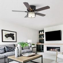 Load image into Gallery viewer, 48&quot; Athens Industrial Flush Mount Reversible Ceiling Fan with Lighting and Remote Control
