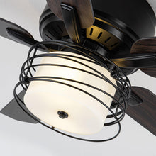 Load image into Gallery viewer, 48&quot; Athens Industrial Flush Mount Reversible Ceiling Fan with Lighting and Remote Control
