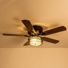 Load image into Gallery viewer, 48&quot; Athens Industrial Flush Mount Reversible Ceiling Fan with Lighting and Remote Control
