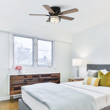 Load image into Gallery viewer, 48&quot; Athens Industrial Flush Mount Reversible Ceiling Fan with Lighting and Remote Control
