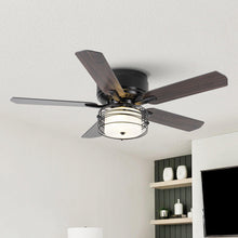 Load image into Gallery viewer, 48&quot; Athens Industrial Flush Mount Reversible Ceiling Fan with Lighting and Remote Control
