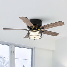 Load image into Gallery viewer, 48&quot; Athens Industrial Flush Mount Reversible Ceiling Fan with Lighting and Remote Control
