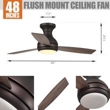 Load image into Gallery viewer, 48&quot; Beckette Farmhouse Flush Mount Reversible Ceiling Fan with Lighting and Remote Control
