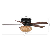 Load image into Gallery viewer, 48&quot; Bologna Farmhouse Flush Mount Reversible Ceiling Fan with Lighting and Remote Control
