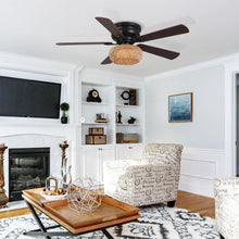 Load image into Gallery viewer, 48&quot; Bologna Farmhouse Flush Mount Reversible Ceiling Fan with Lighting and Remote Control
