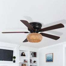 Load image into Gallery viewer, 48&quot; Bologna Farmhouse Flush Mount Reversible Ceiling Fan with Lighting and Remote Control
