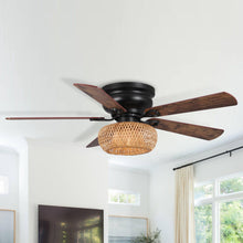 Load image into Gallery viewer, 48&quot; Bologna Farmhouse Flush Mount Reversible Ceiling Fan with Lighting and Remote Control
