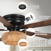 Load image into Gallery viewer, 48&quot; Bologna Farmhouse Flush Mount Reversible Ceiling Fan with Lighting and Remote Control
