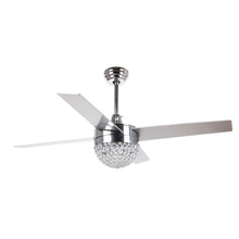 Carregar imagem no visualizador da galeria, 48&quot; Dreyer Modern Chrome Downrod Mount Reversible Crystal Ceiling Fan with Lighting and Remote Control
