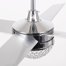 Cargar imagen en el visor de la galería, 48&quot; Dreyer Modern Chrome Downrod Mount Reversible Crystal Ceiling Fan with Lighting and Remote Control
