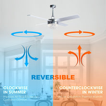 Carregar imagem no visualizador da galeria, 48&quot; Dreyer Modern Chrome Downrod Mount Reversible Crystal Ceiling Fan with Lighting and Remote Control
